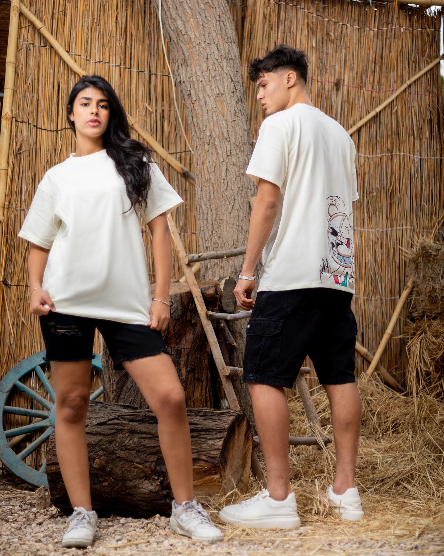 Printed Creamy Relaxed Fit T-shirt