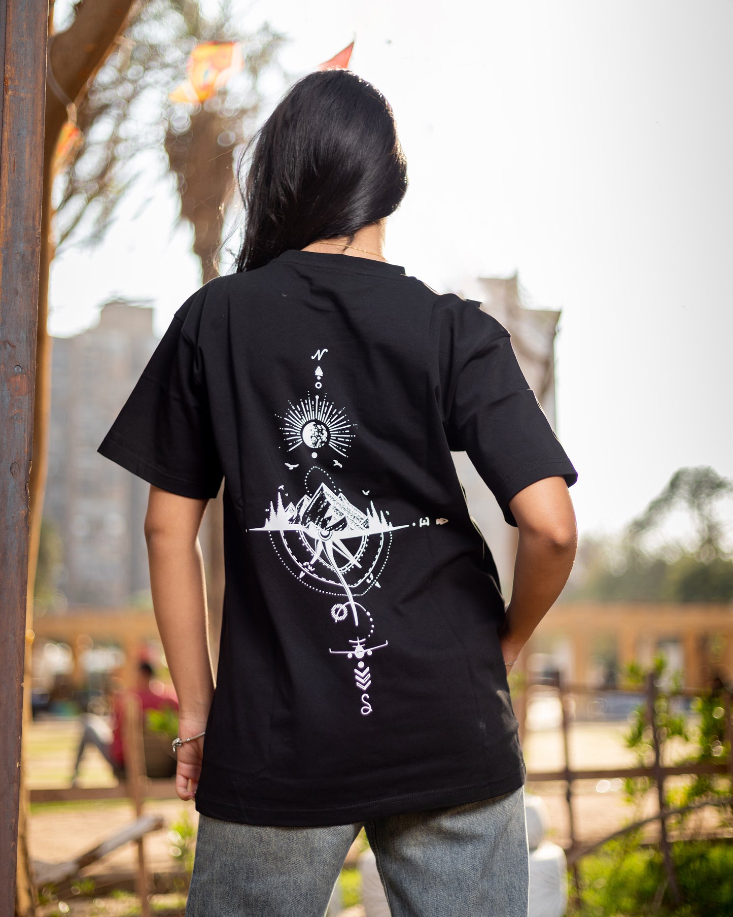 Printed Black Relaxed Fit T-shirt