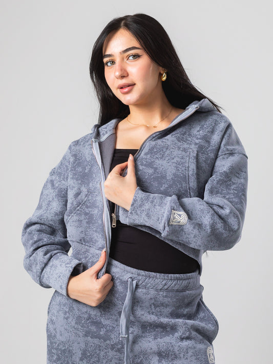 Grey Tie Dye Cropped Jacket