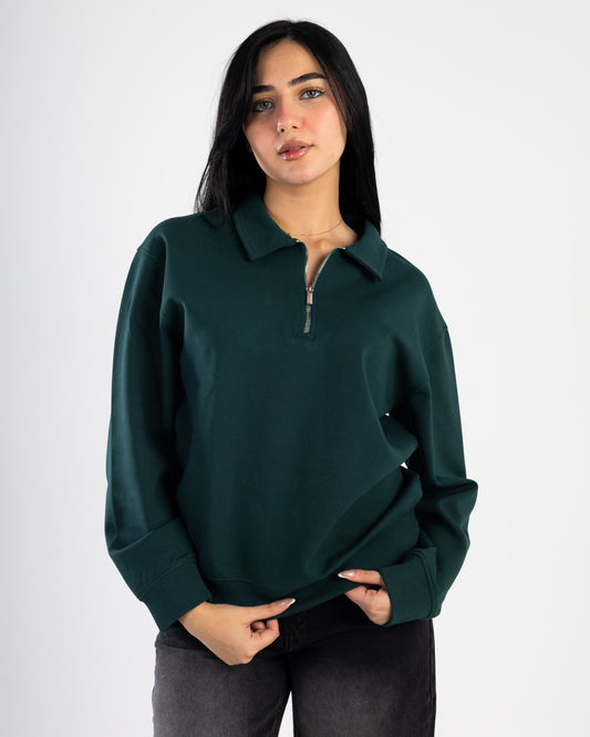 Dark Green Quarter Zip Polo