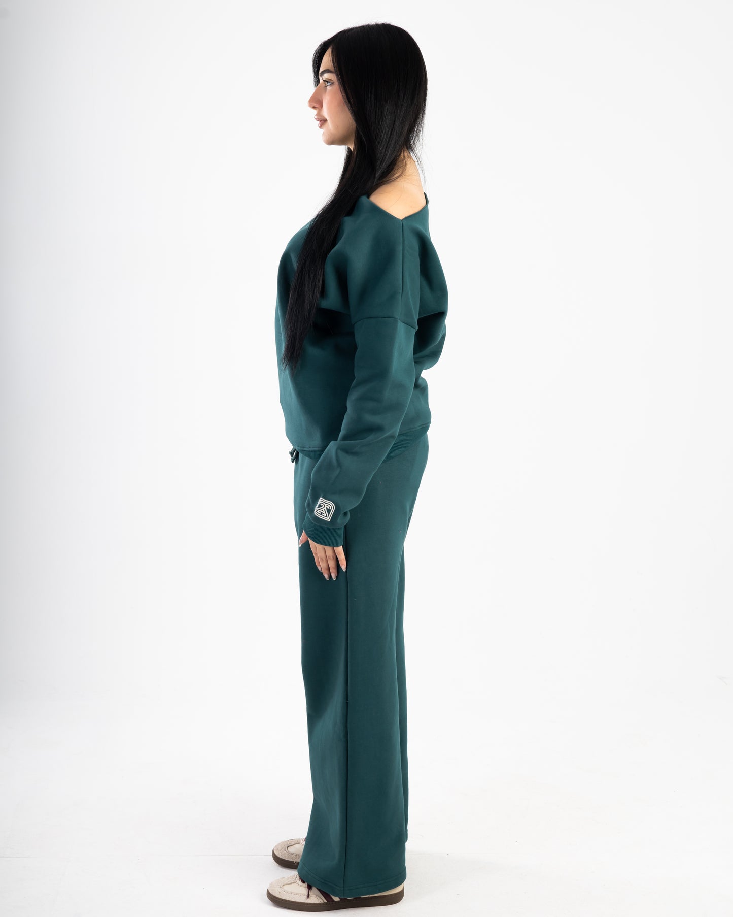 Dark Green Wide-leg Fit Sweatpants