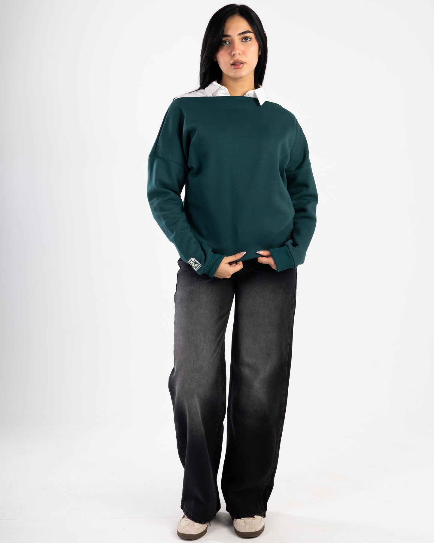 Dark Green Off-Shoulder