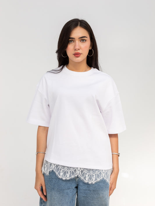 WHITE LACE TEE
