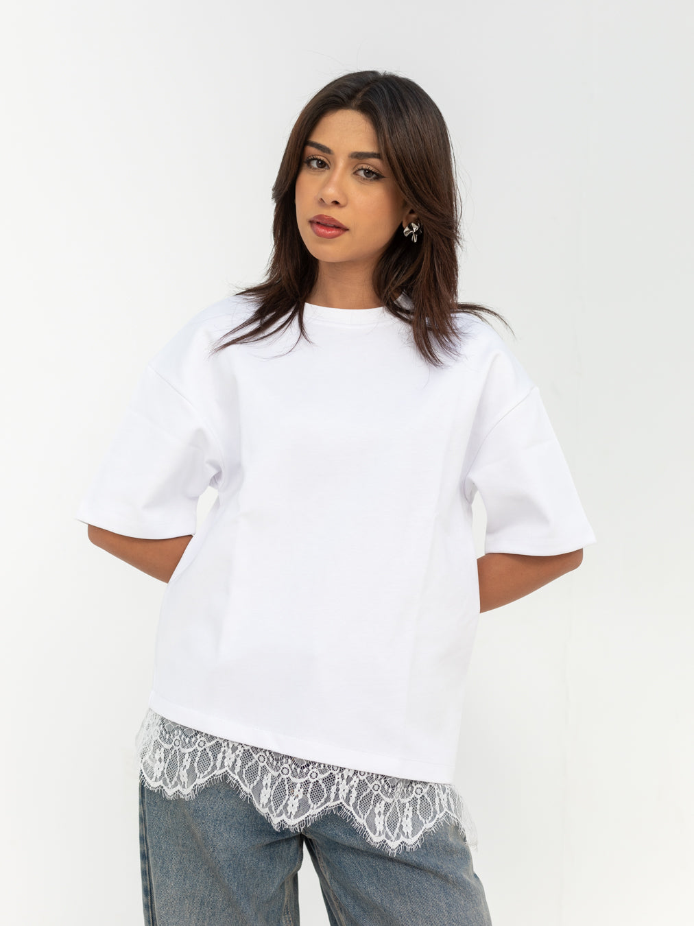 WHITE LACE TEE