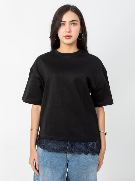 BLACK LACE TEE