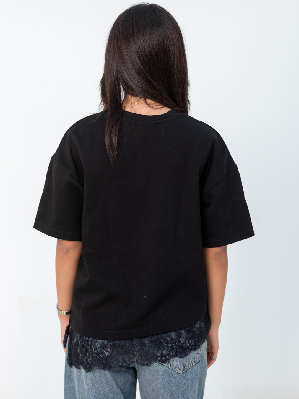 BLACK LACE TEE