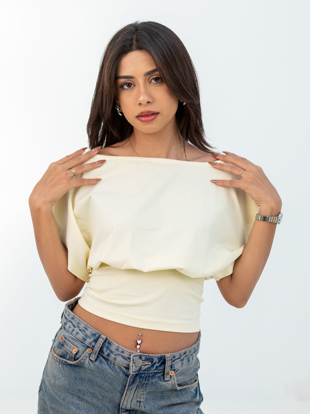 YELLOW OFF-SHOULDER TEE