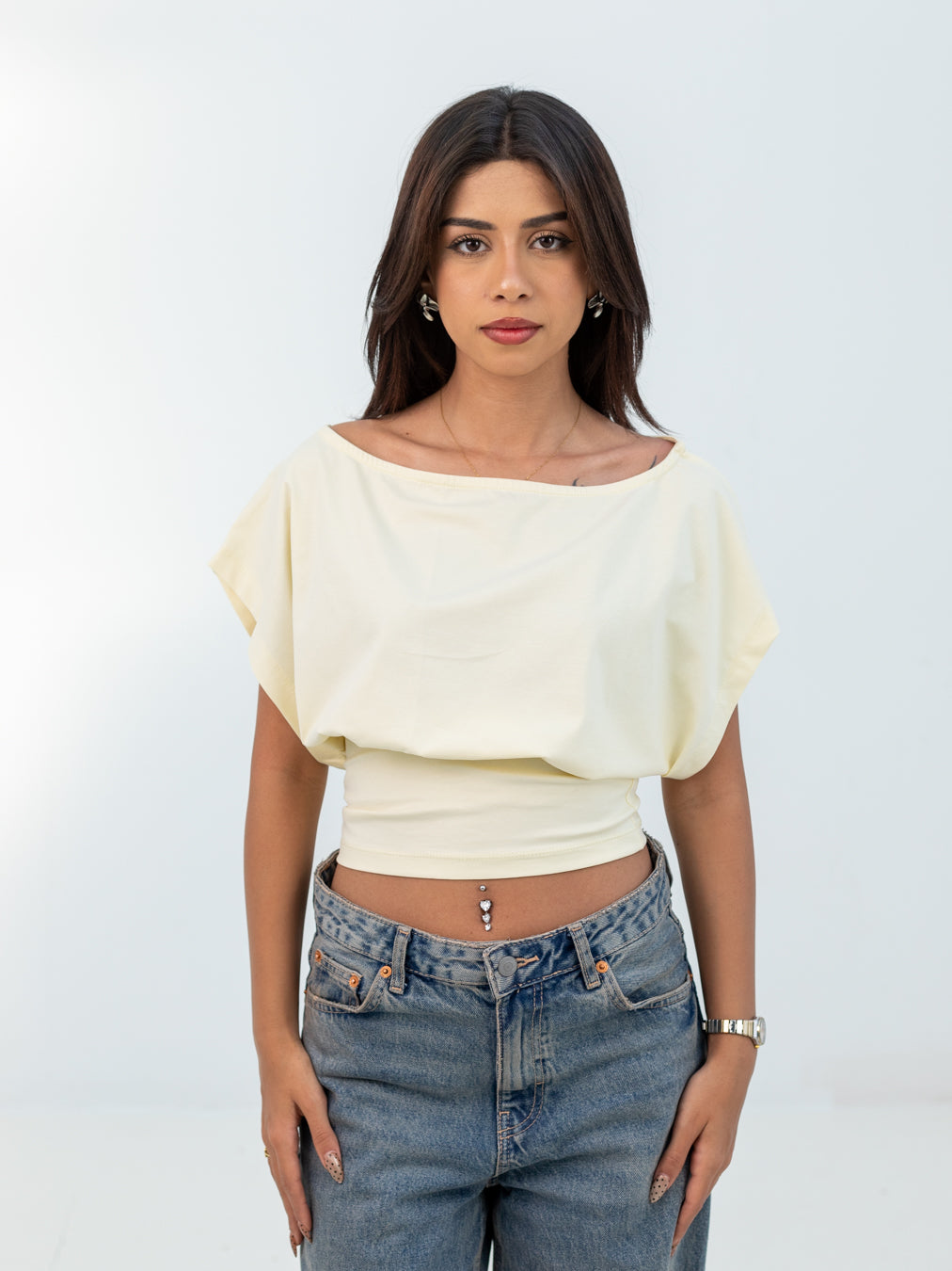 YELLOW OFF-SHOULDER TEE