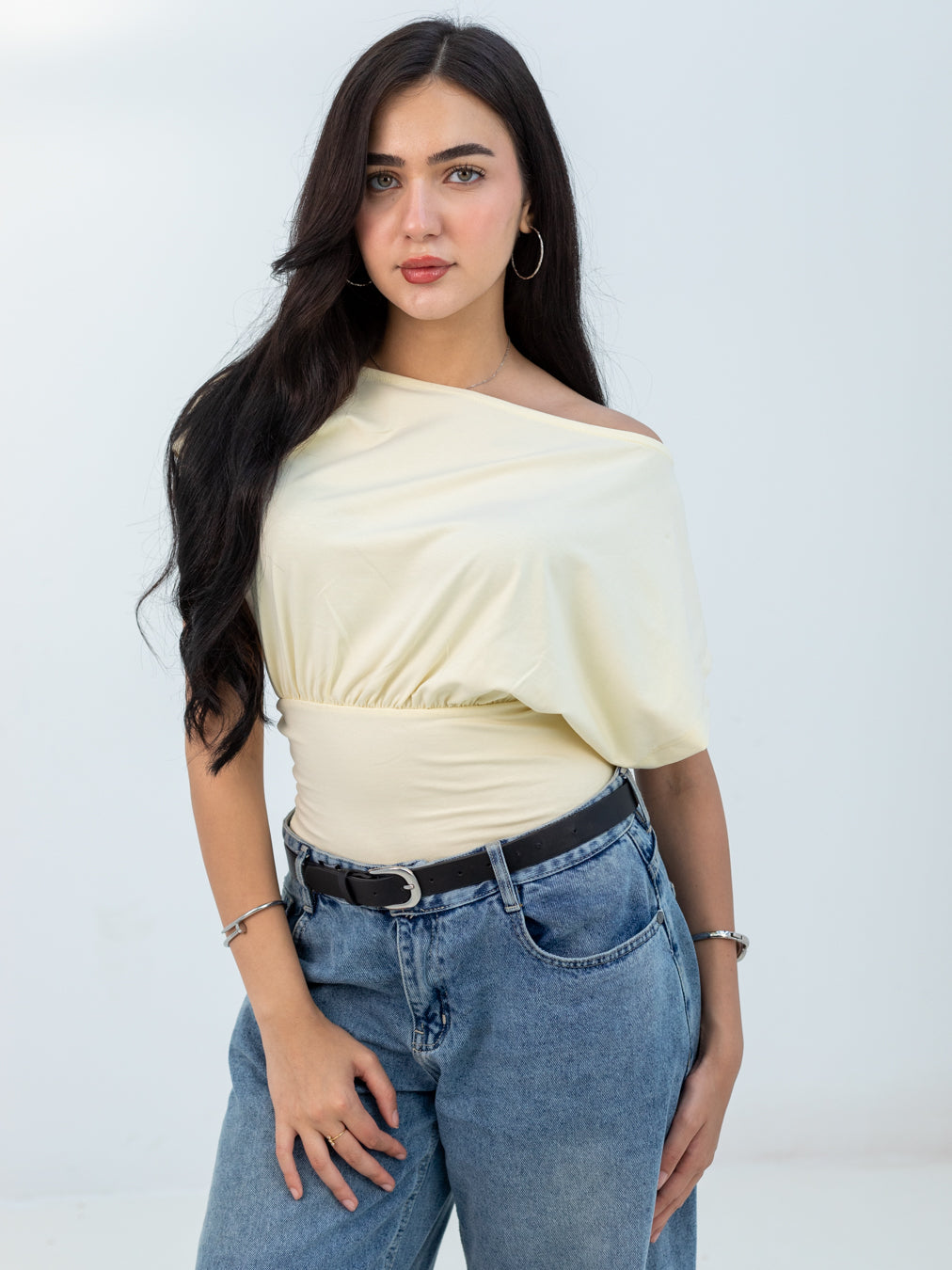 YELLOW OFF-SHOULDER TEE