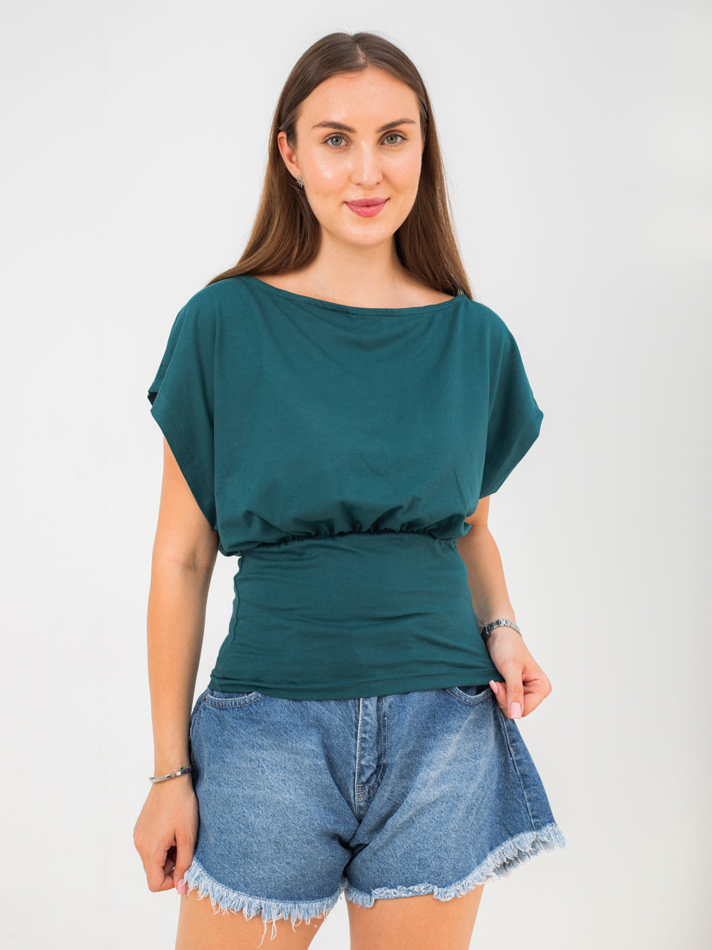 DARK GREEN (GENZARY)  OFF-SHOULDER TEE