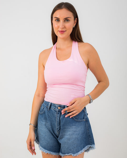 PINK HALTER TOP