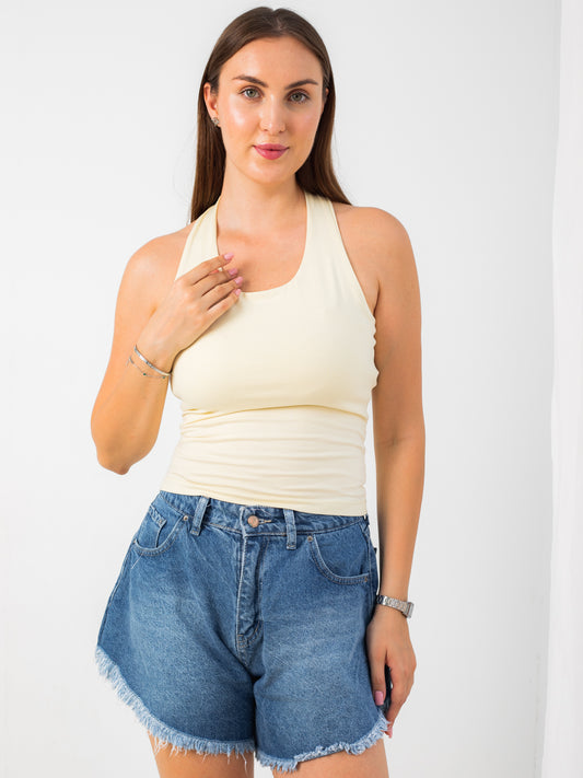YELLOW HALTER TOP