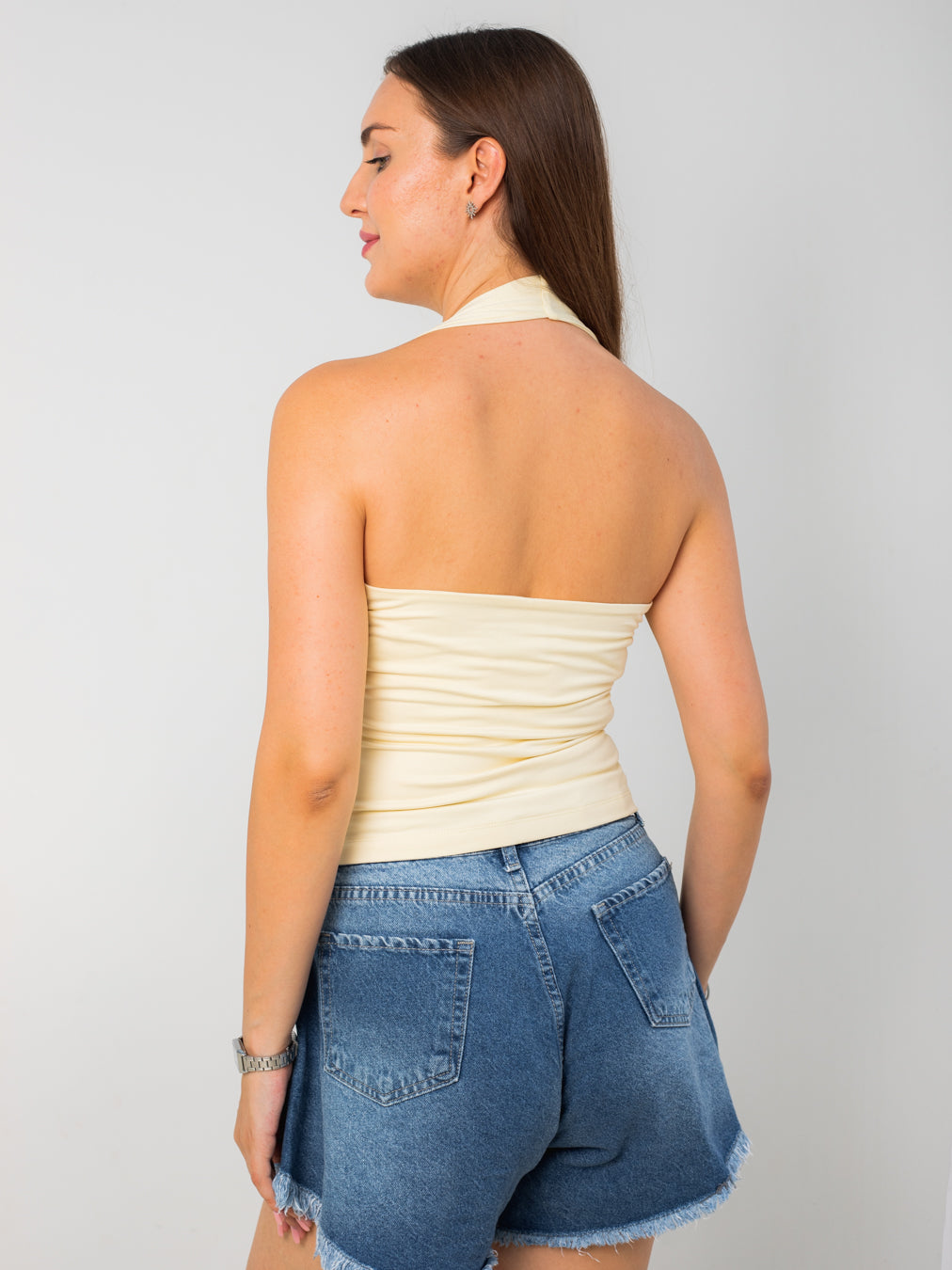 YELLOW HALTER TOP