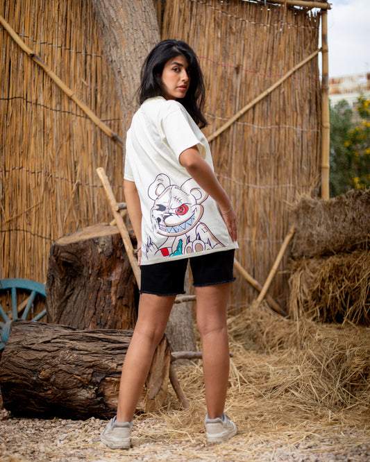 Printed Creamy Relaxed Fit T-shirt