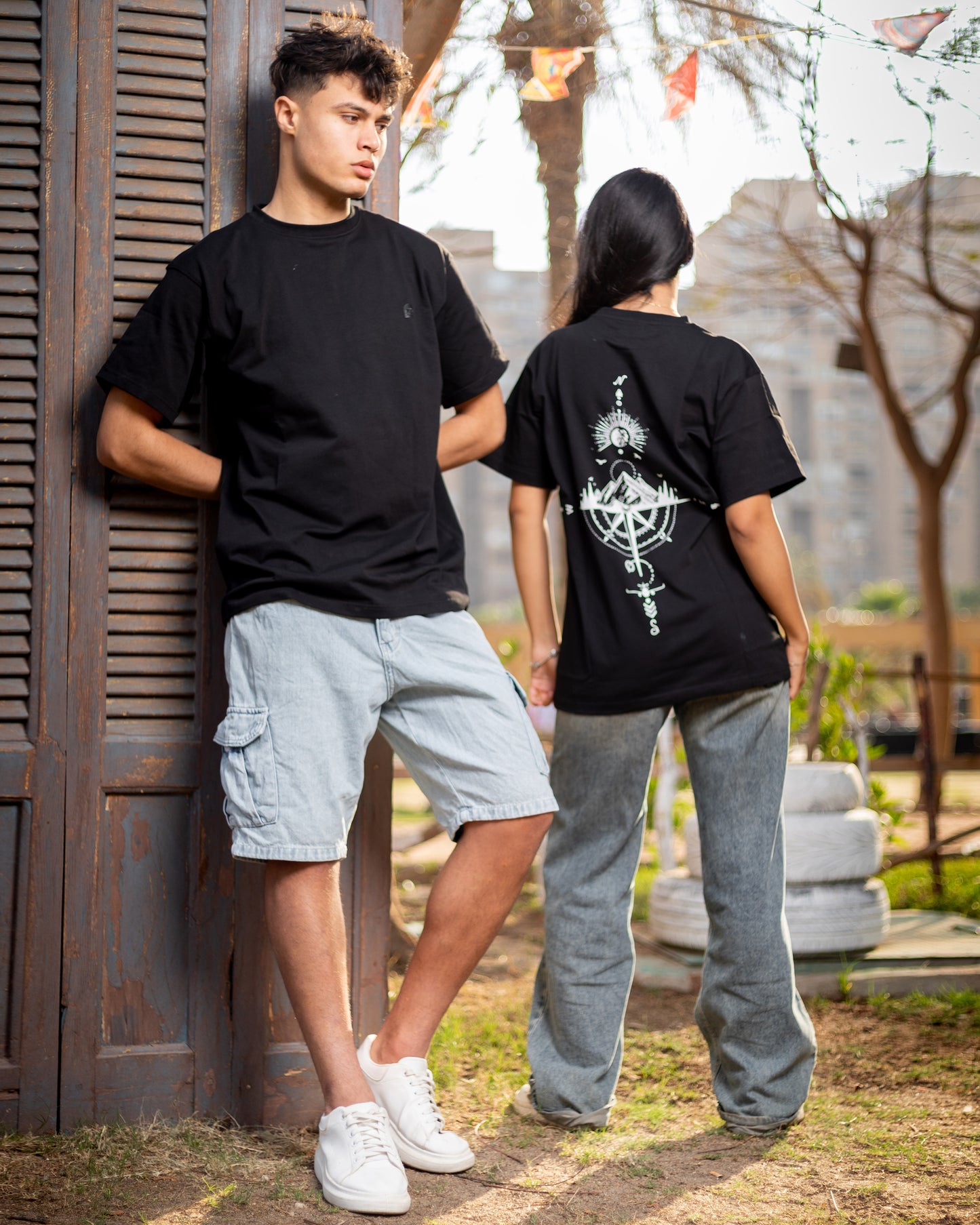 Printed Black Relaxed Fit T-shirt