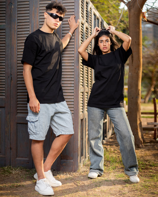 Black Basic Relaxed Fit T-shirt