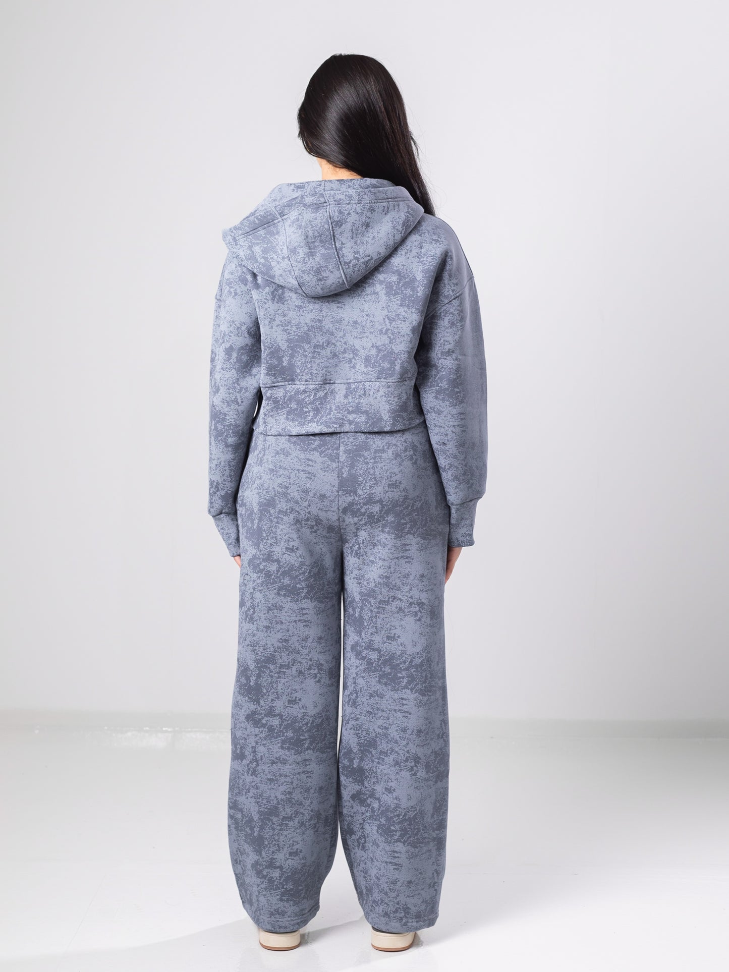 Grey Tie Dye Cropped Jacket and Sweatpants Sets