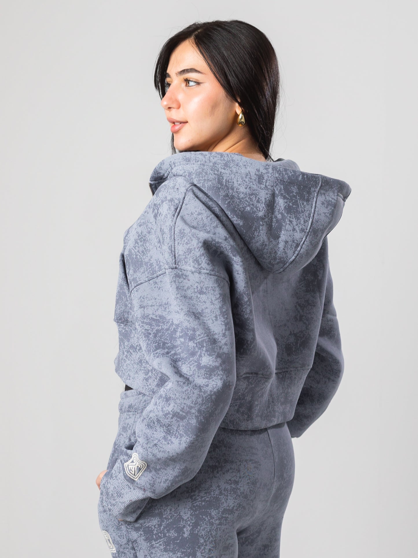 Grey Tie Dye Cropped Jacket