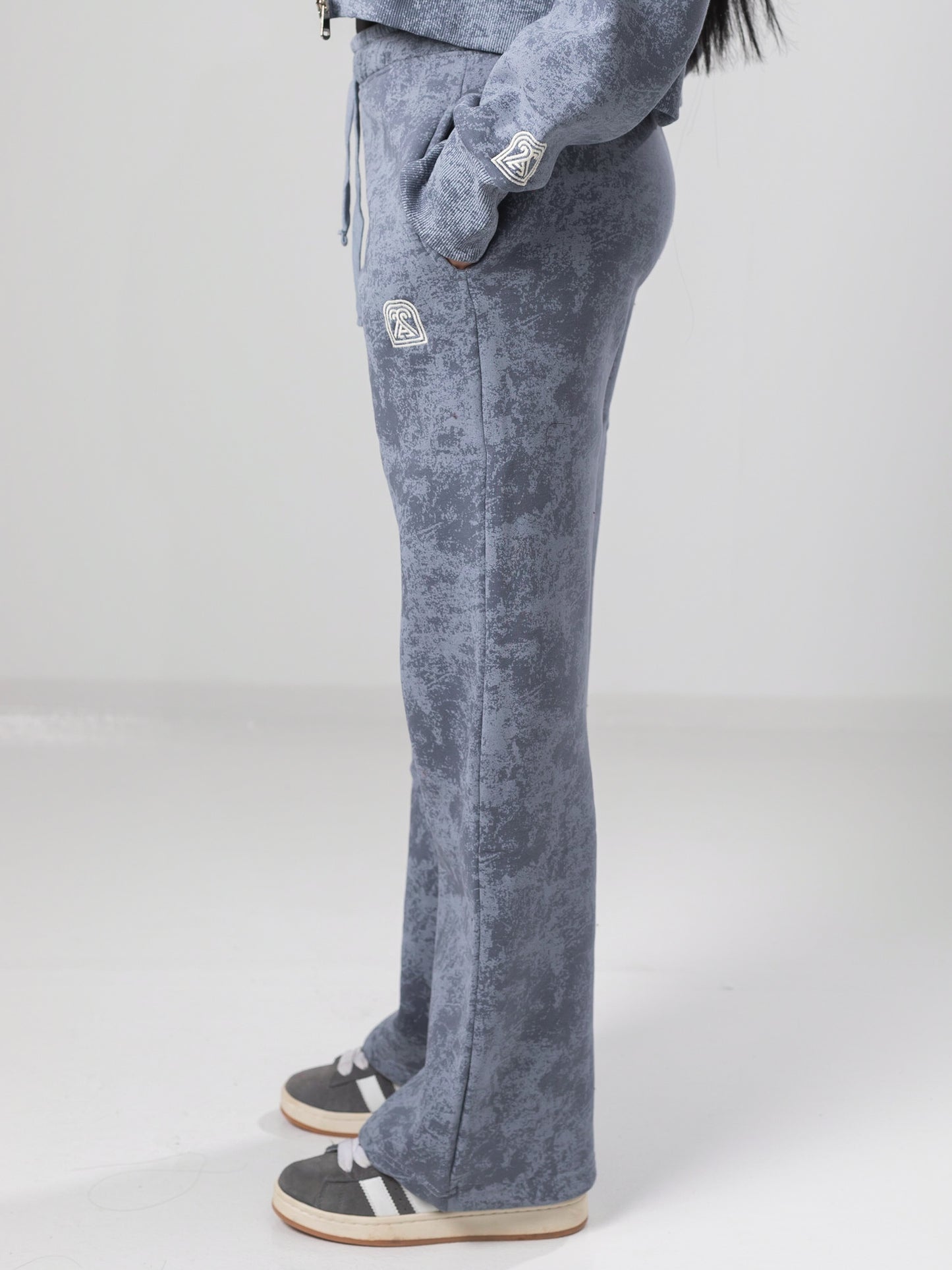 Grey Tie Dye Wide-leg Fit Sweatpants