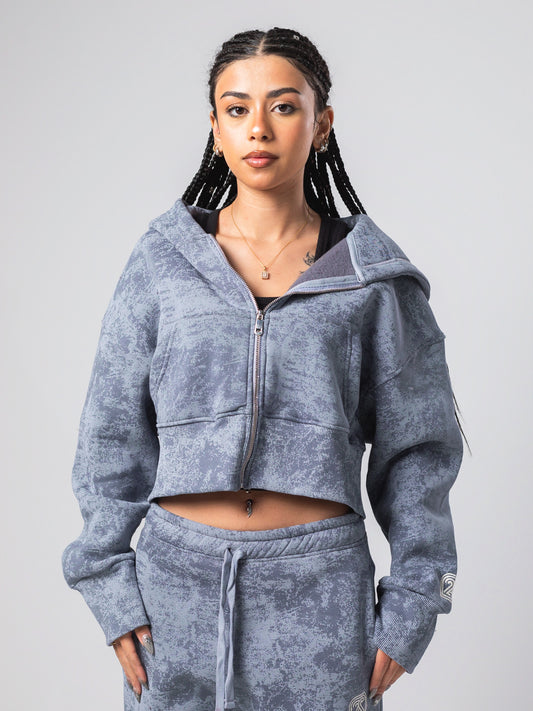 Grey Tie Dye Cropped Jacket