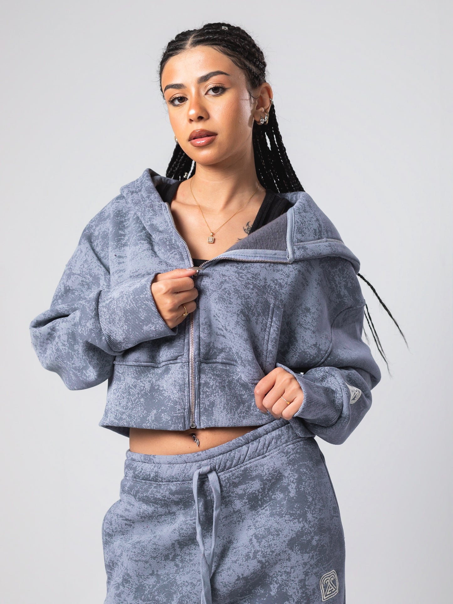 Grey Tie Dye Cropped Jacket