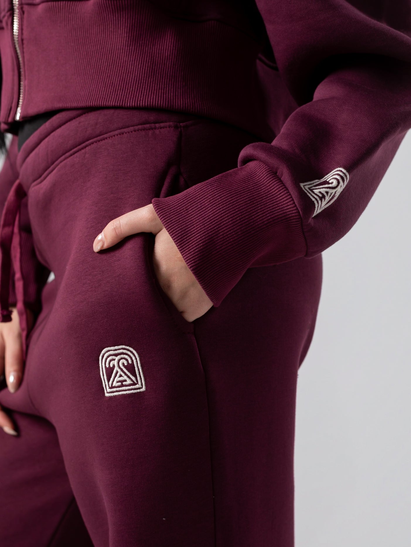 Burgundy Wide-leg Fit Sweatpants