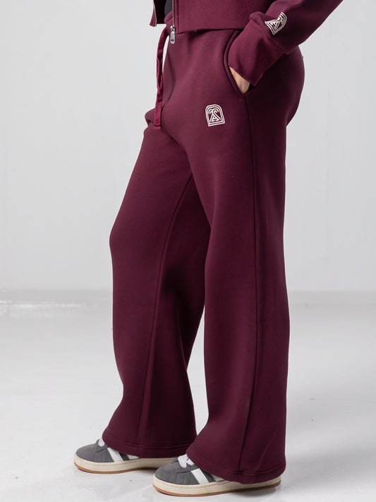 Burgundy Wide-leg Fit Sweatpants