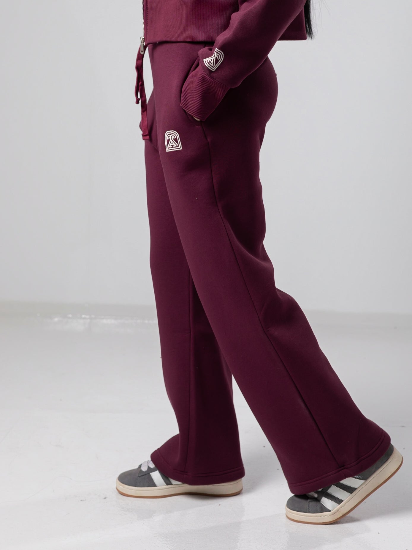 Burgundy Wide-leg Fit Sweatpants