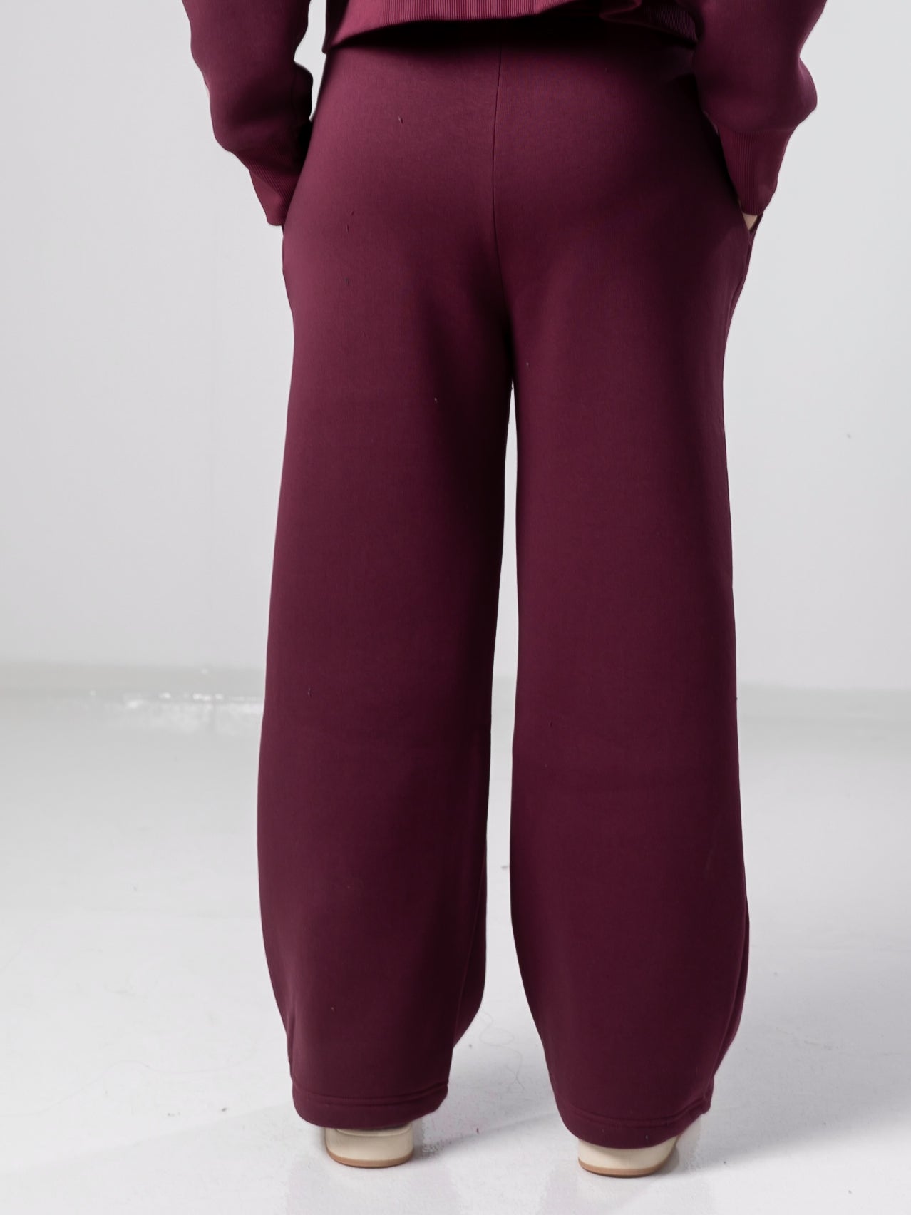Burgundy Wide-leg Fit Sweatpants