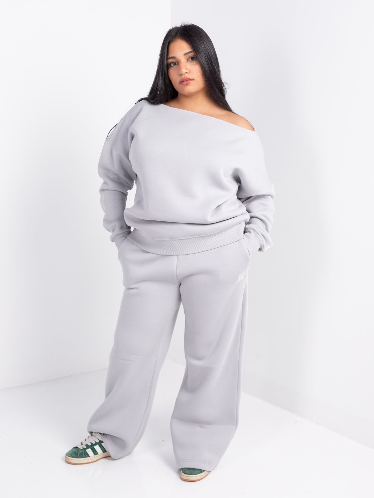 Grey Off-Shoulder and Sweatpants