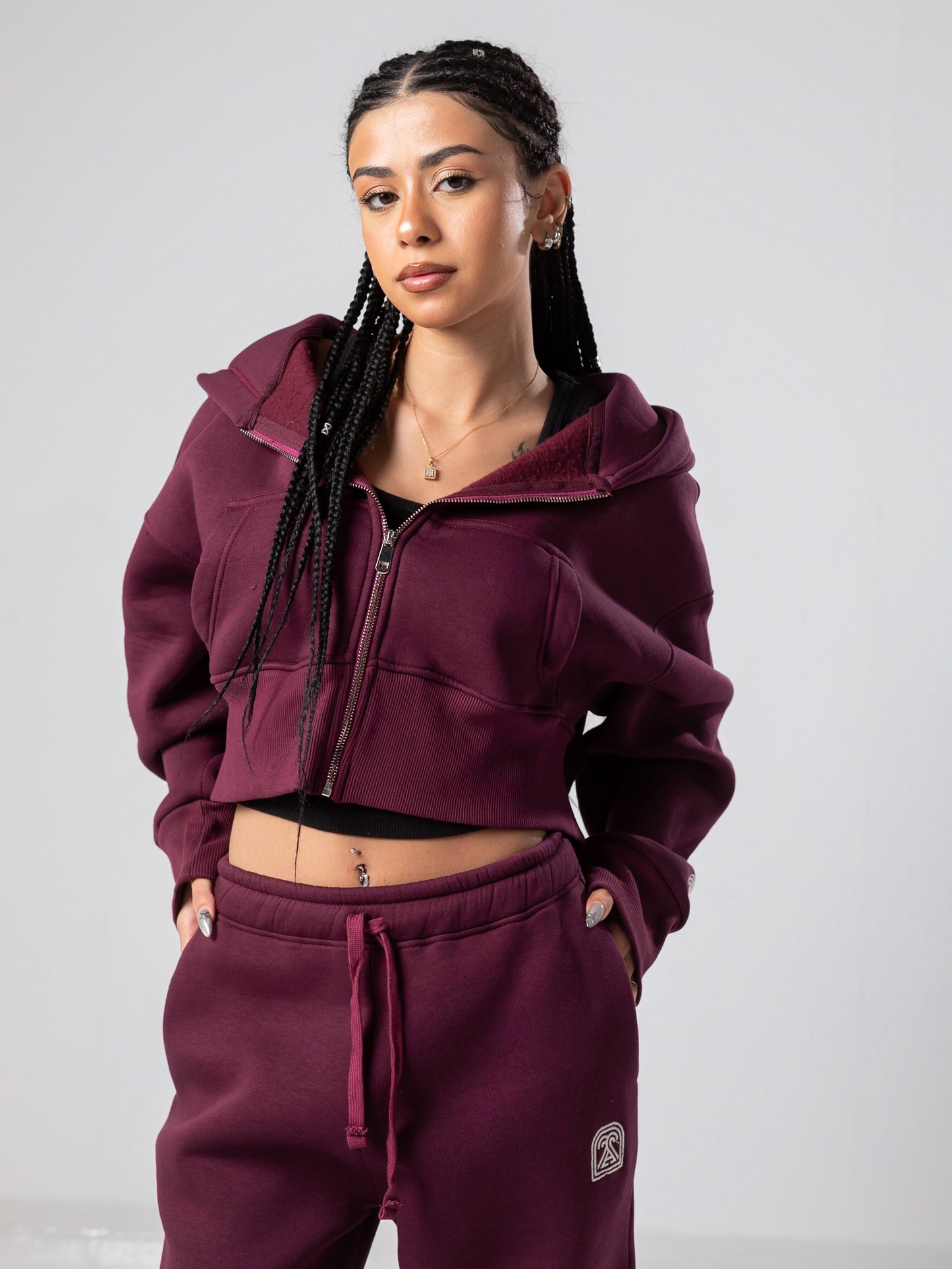 Burgundy Cropped Jacket