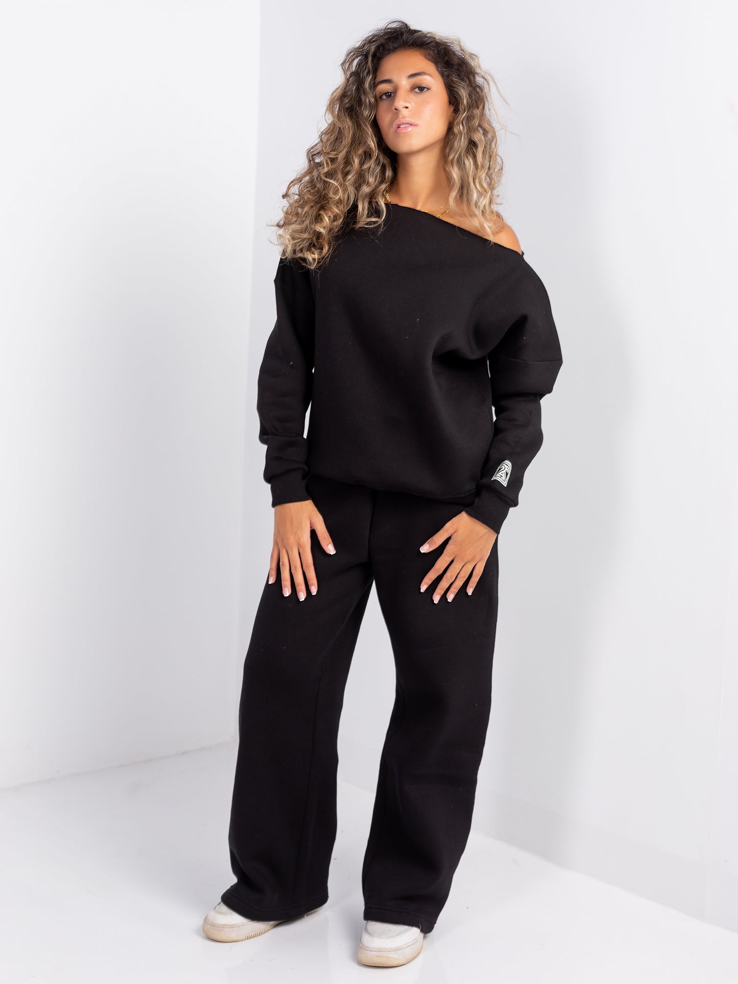 Black Off-Shoulder and Sweatpants