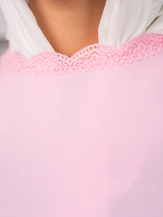 PINK LACE LONG SLEEVE TOP