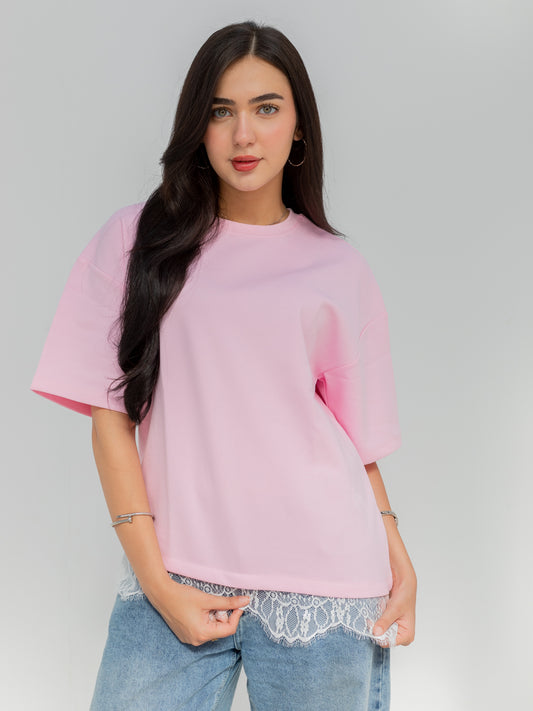PINK LACE TEE