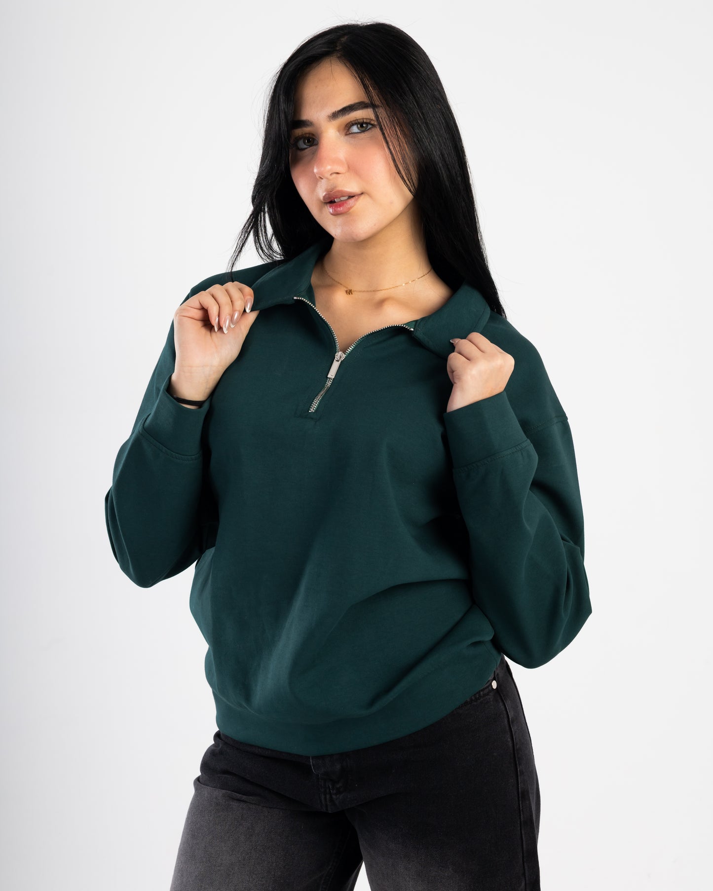 Dark Green Quarter Zip Polo