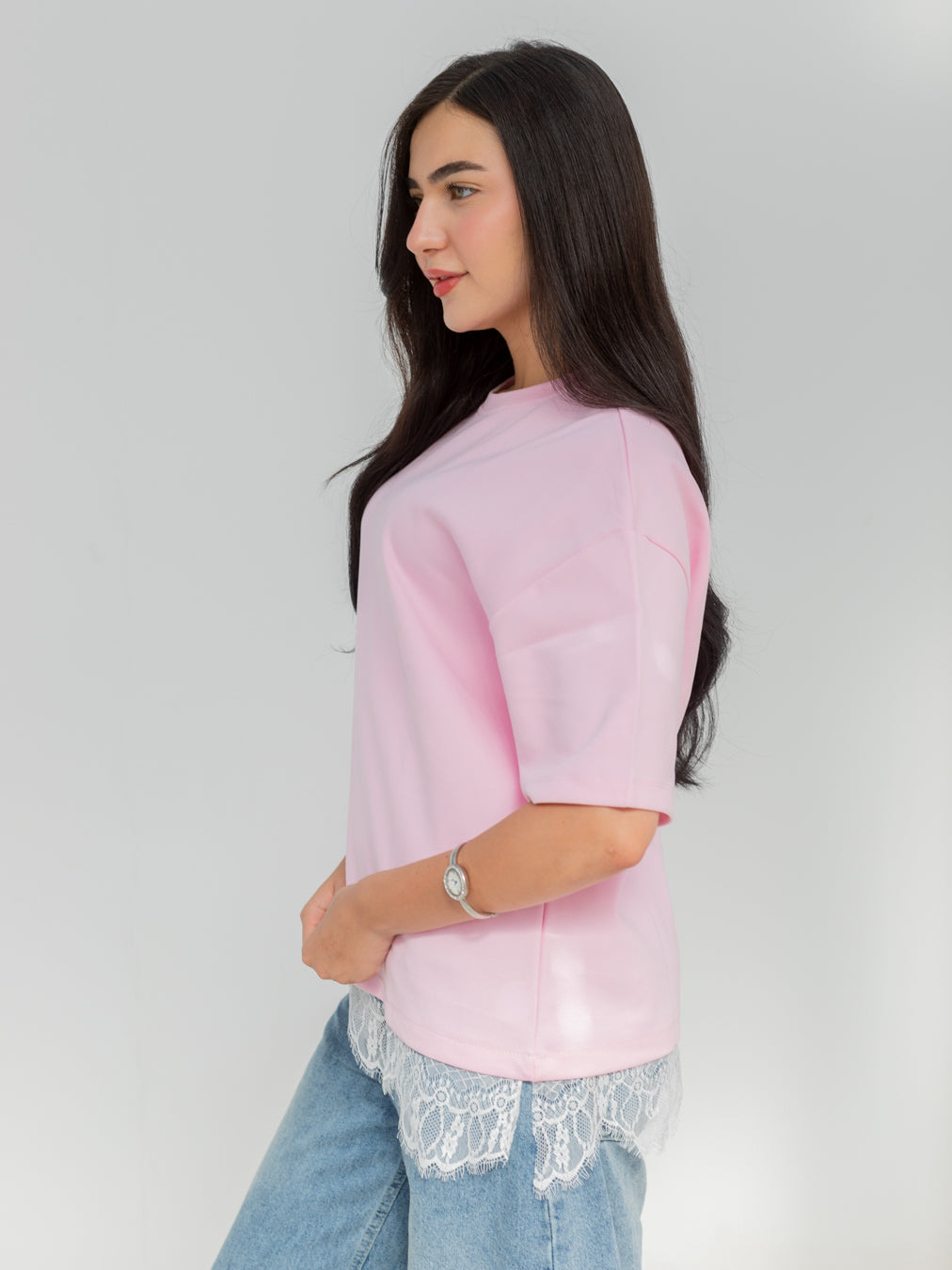 PINK LACE TEE