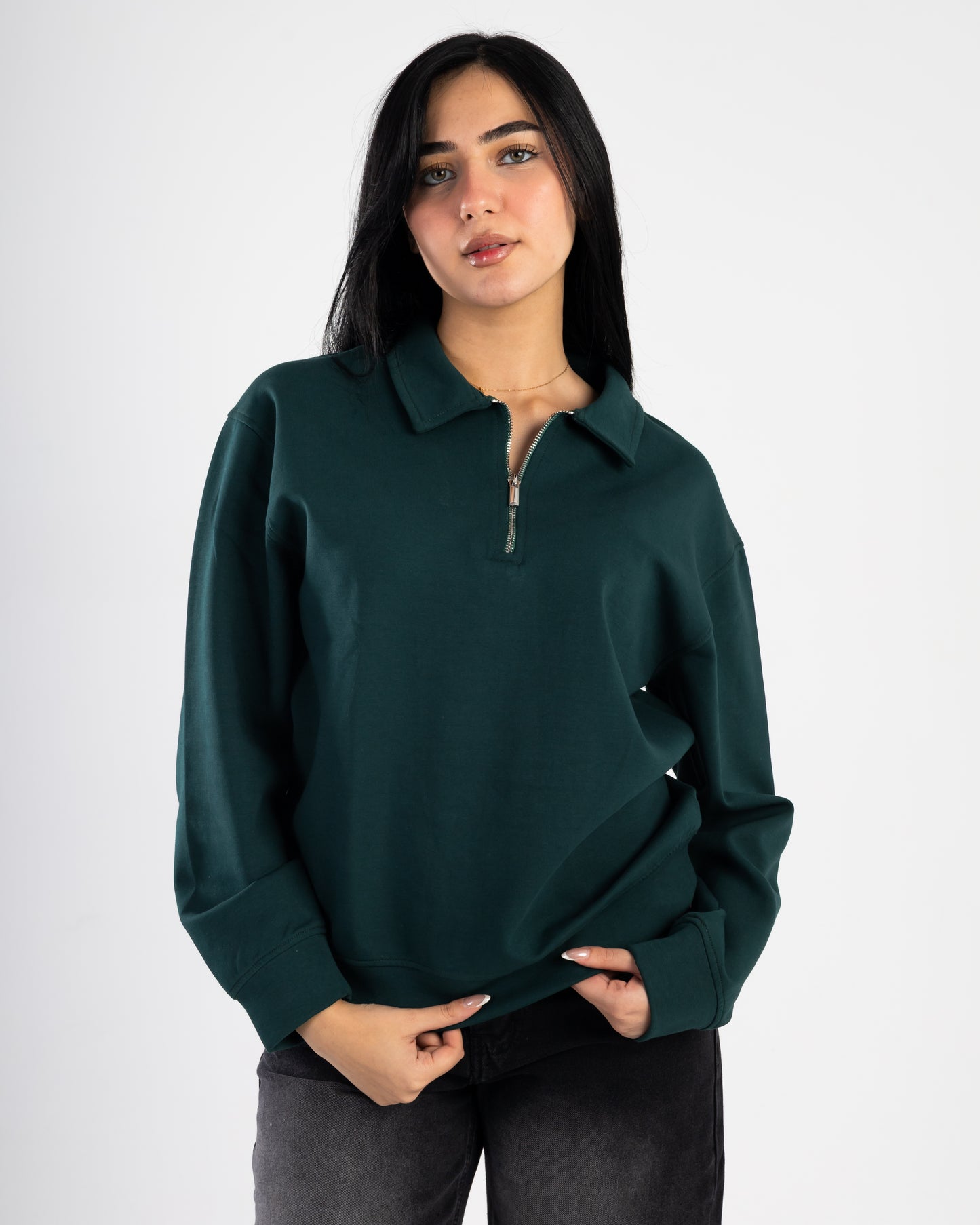 Dark Green Quarter Zip Polo