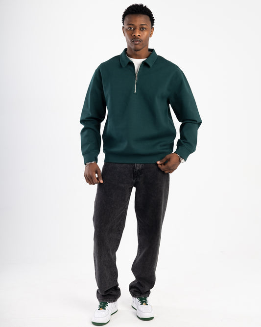 Dark Green Quarter Zip Polo