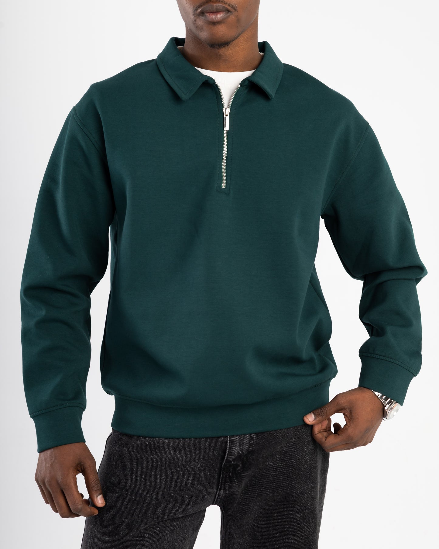 Dark Green Quarter Zip Polo