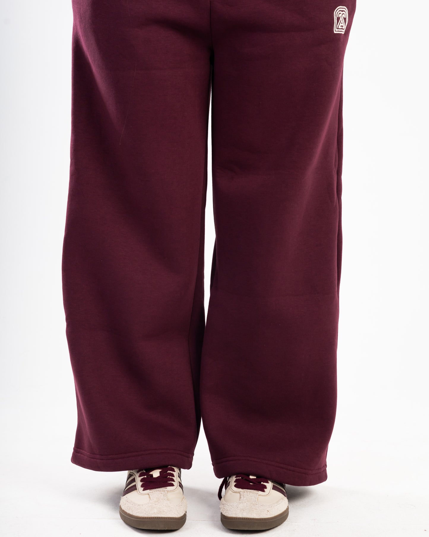 Burgundy Wide-leg Fit Sweatpants