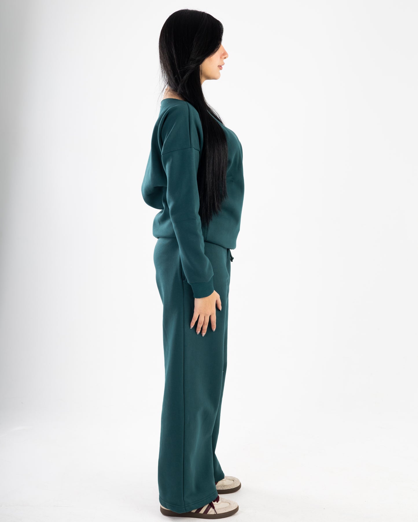 Dark Green Wide-leg Fit Sweatpants