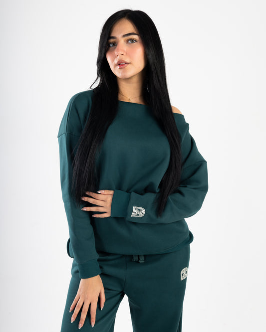 Dark Green Off-Shoulder