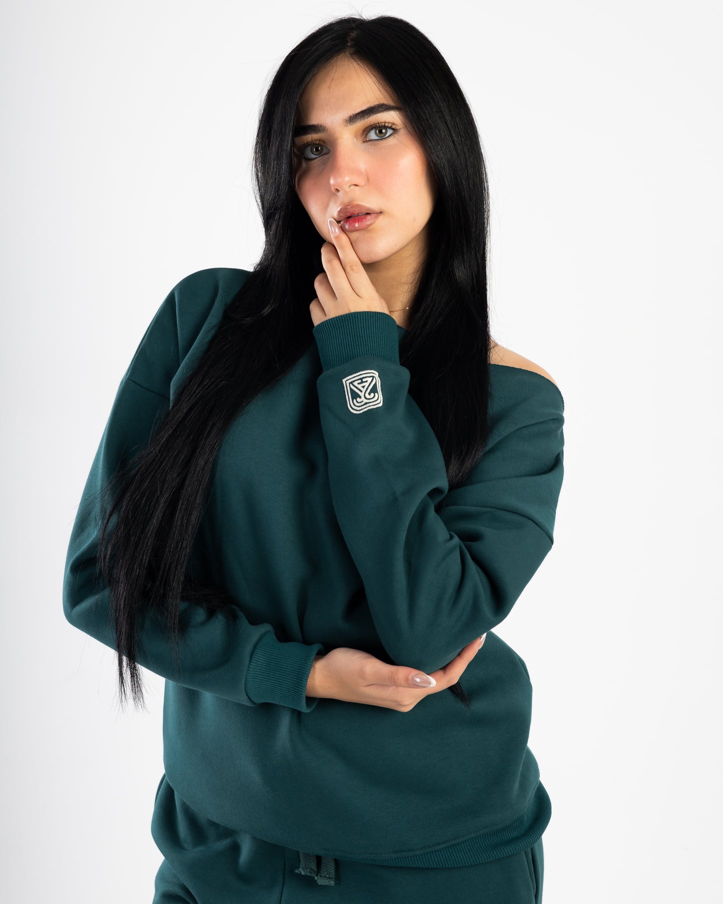 Dark Green Off-Shoulder