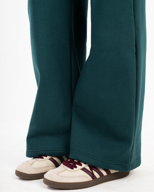 Dark Green Wide-leg Fit Sweatpants