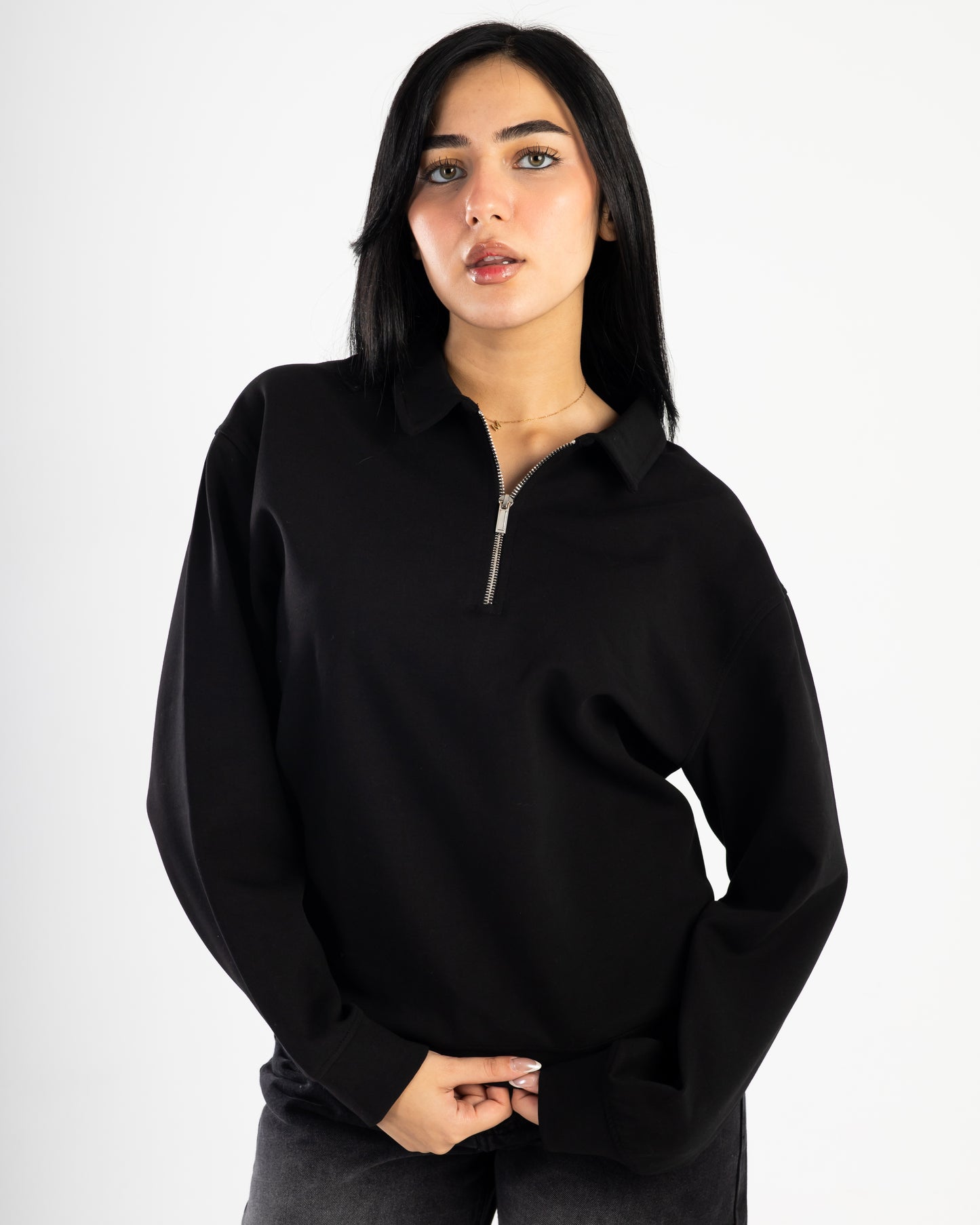 Black Quarter Zip Polo