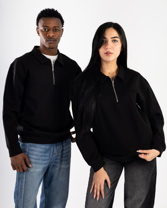 Black Quarter Zip Polo