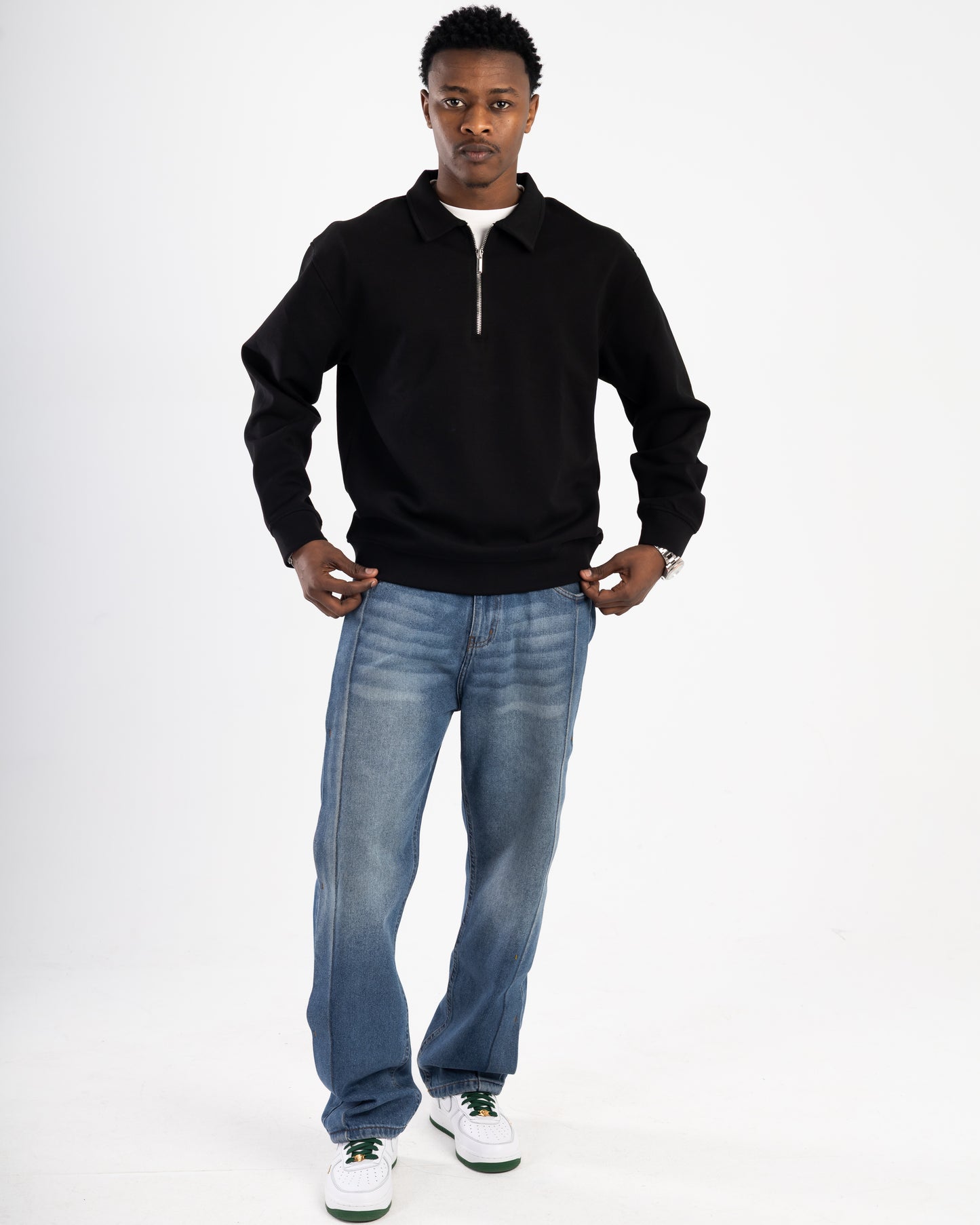 Black Quarter Zip Polo