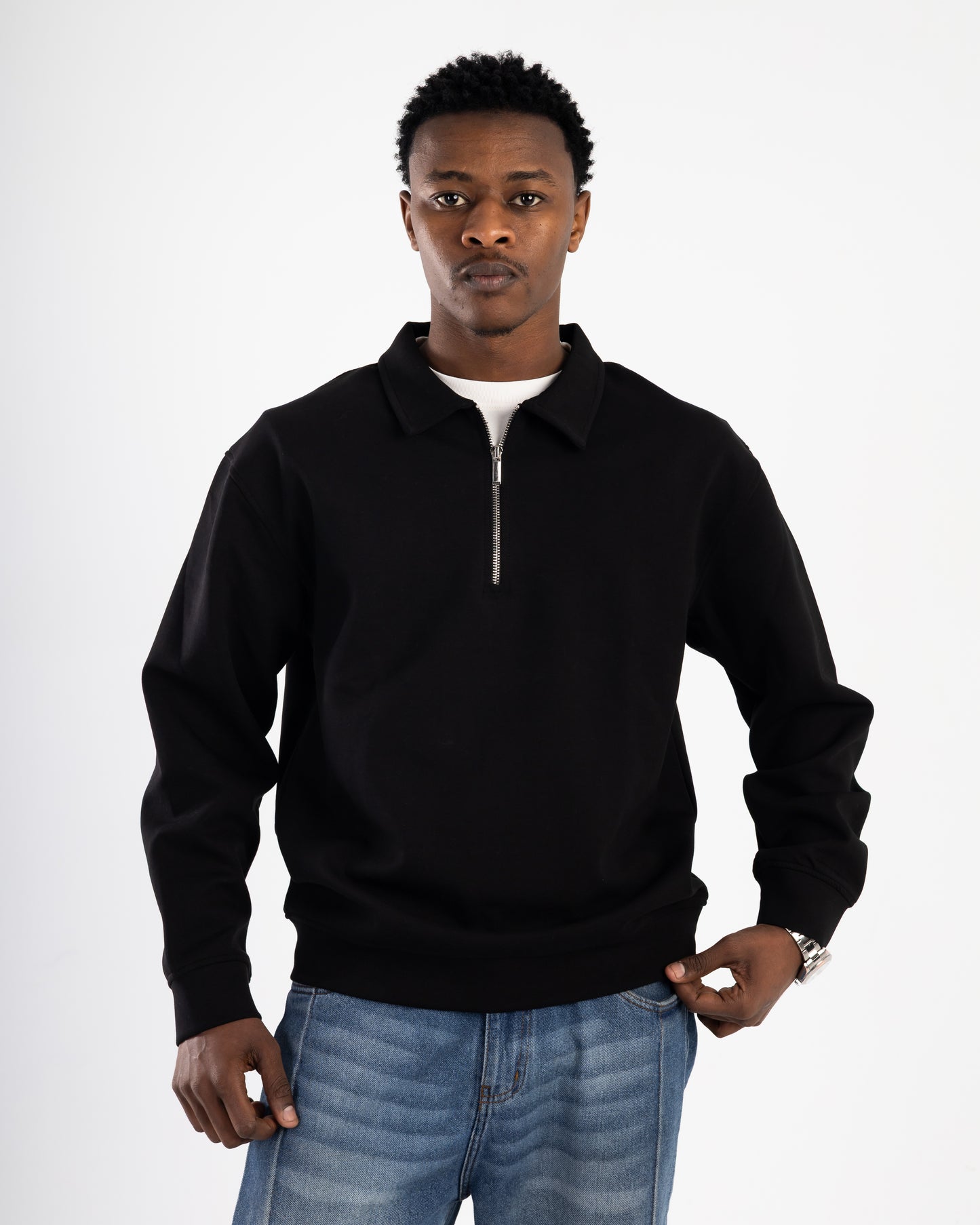 Black Quarter Zip Polo