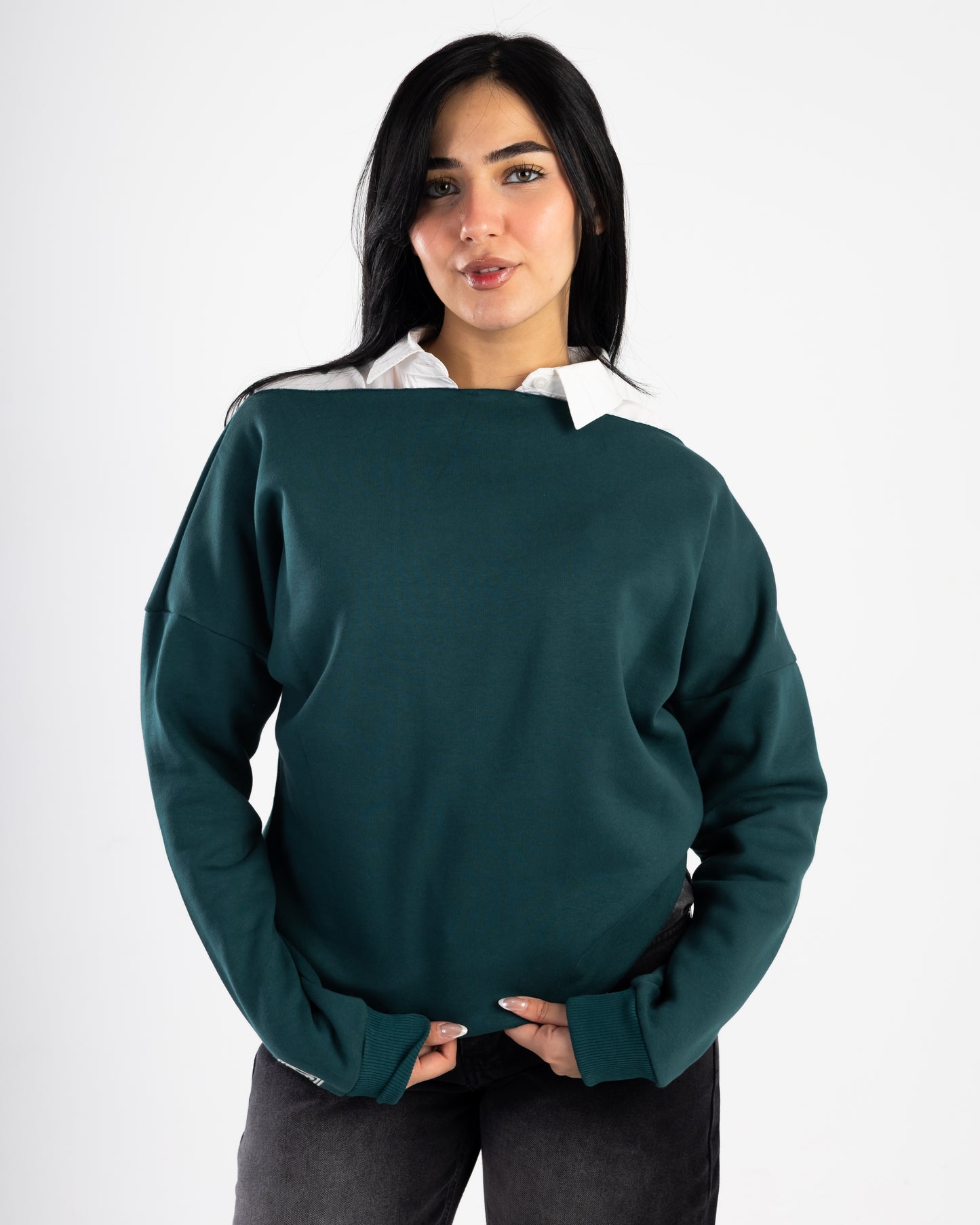 Dark Green Off-Shoulder