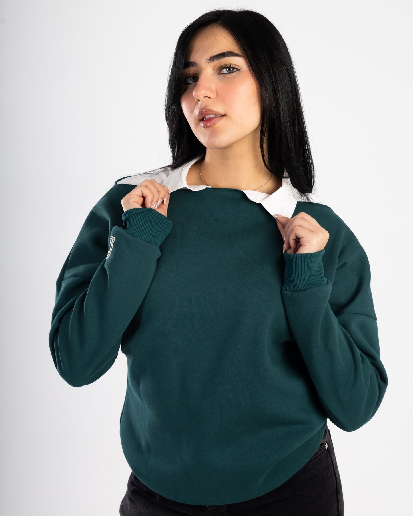 Dark Green Off-Shoulder